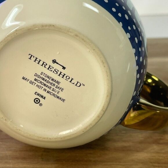 Threshold Merry & Bright Blue Specked Gold Handle Bubble Holiday Christmas Mug - Picture 6 of 8